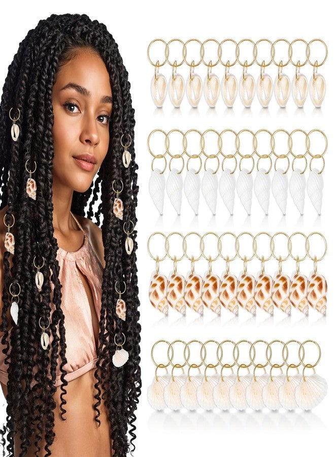 Tyqour 40PCS Seashell Hair Clip & Hair Rings for Braids, Loc Jewelry for Black Women, Beach Seashell Hair Accessories - Image 1